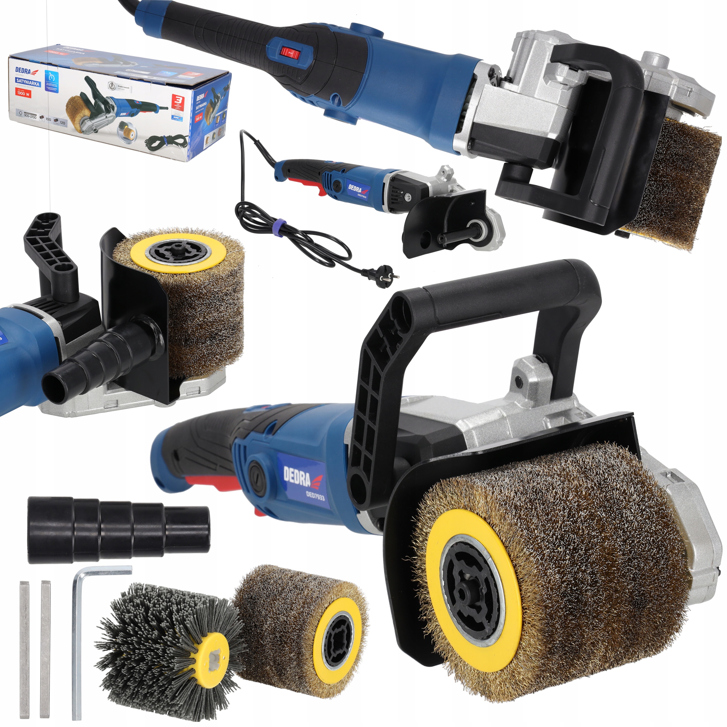 Satyniarka Elektryczna Dedra 1300W Szlifierka walcowa Polerka 2 Szczotki