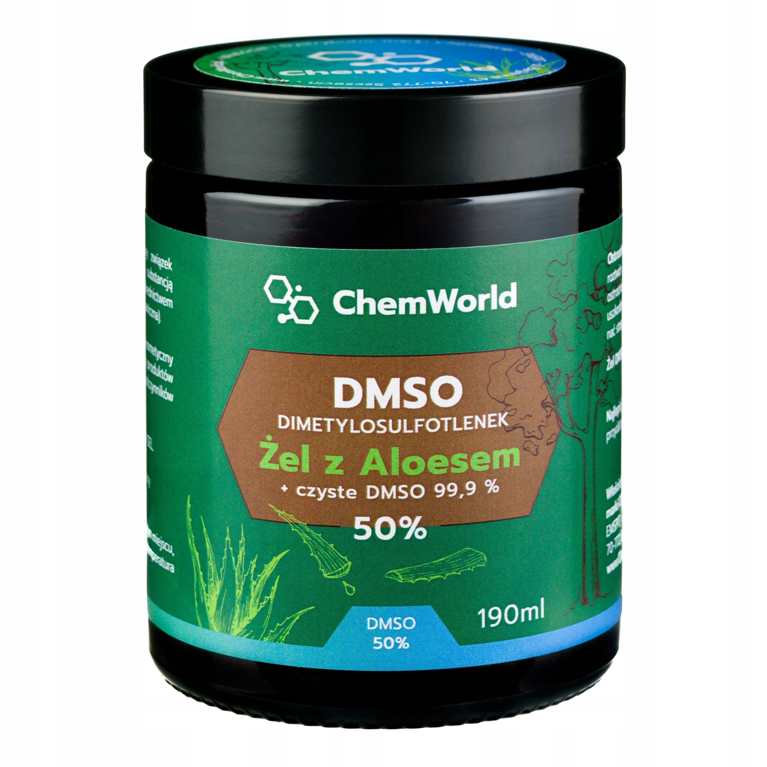 

Dmso 99,9% Żel Moc 50% z Aloesem 99% natura 190 ml