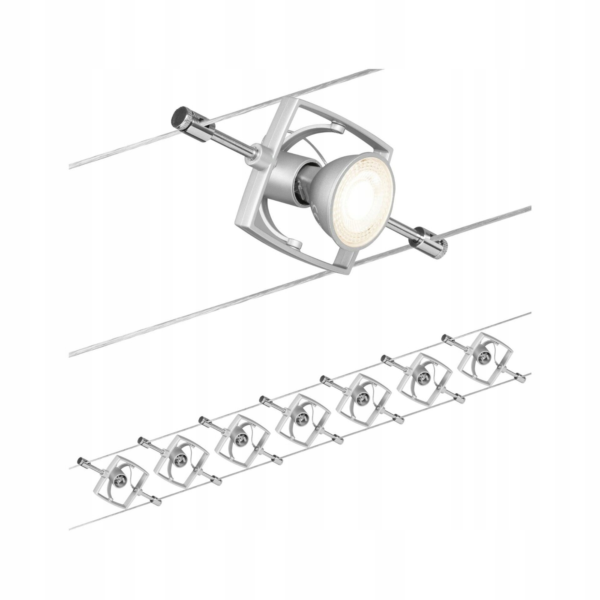 Paulmann lankový systém Mac II chróm mat, 7 spotov, bez zdroja svetla, GU5,3