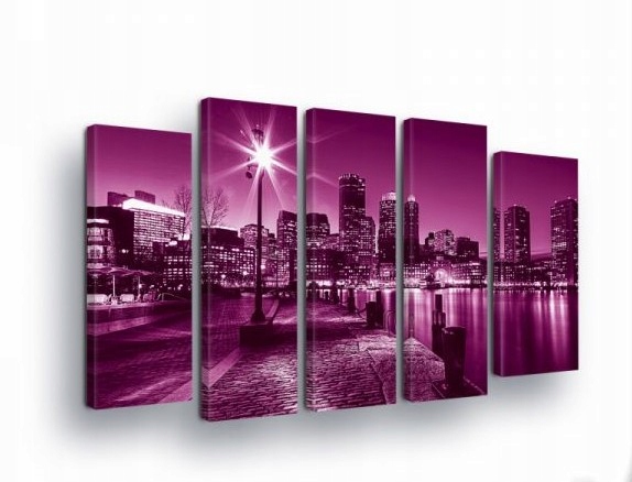 Obraz 150x100 modulárny polyptych mesto v noci fialová purpurová urban dekorácia