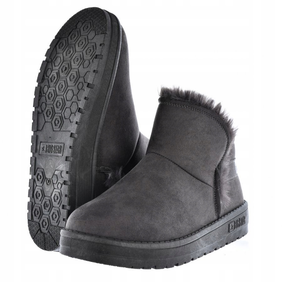 BUTY DAMSKIE ZIMOWE BIG STAR ŚNIEGOWCE OCIEPLANE Kolor szary