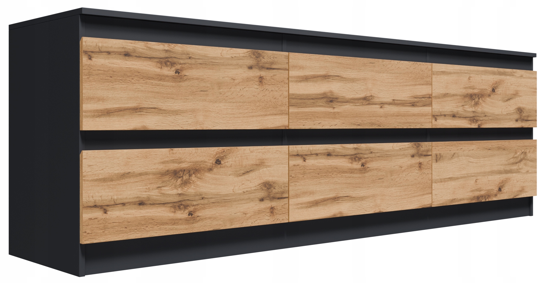 Stolík Rtv CR3-RTV-6 190 cm grafit-wotan, priestranná komoda, 6 zásuviek