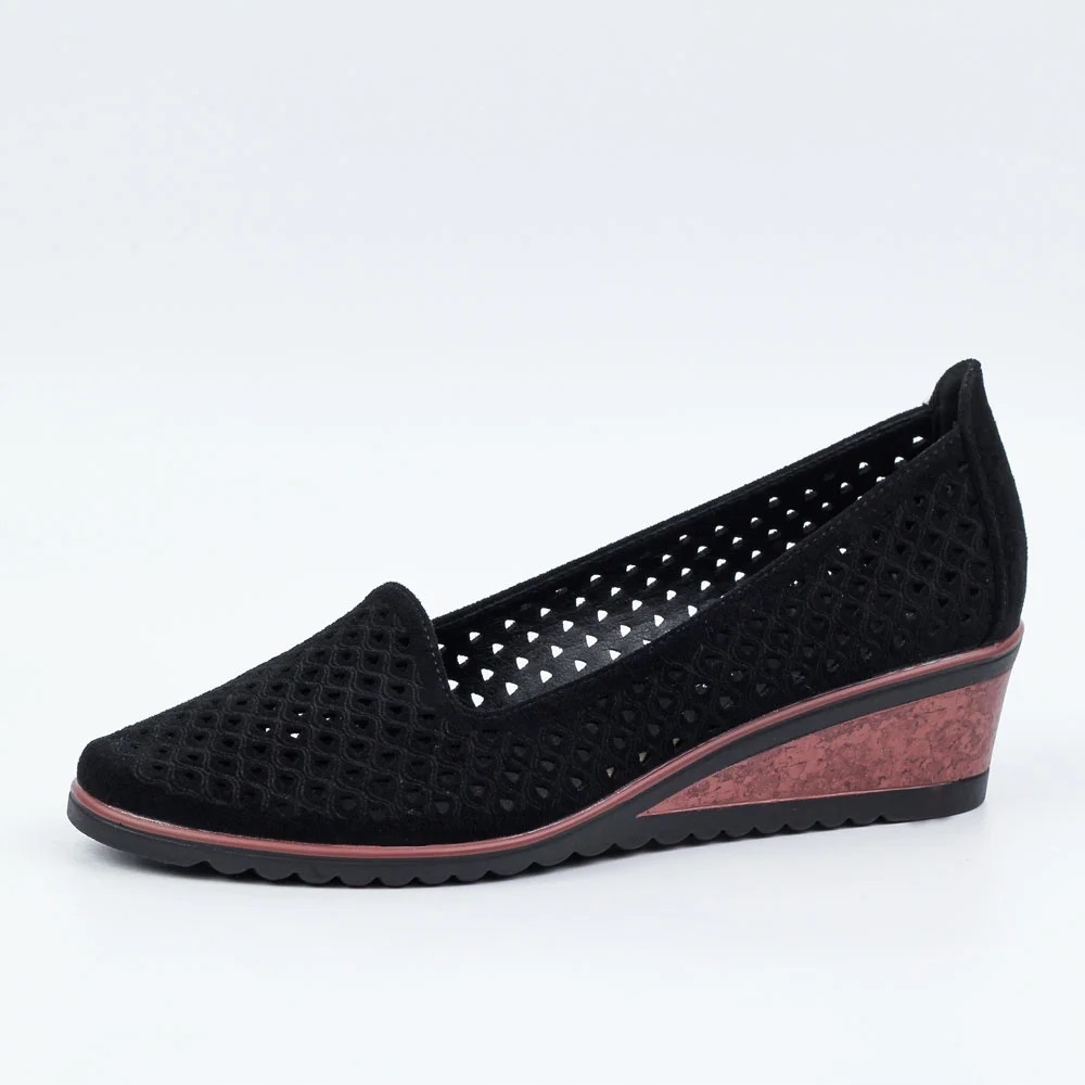 Potocki Dámské Lodičky 12306 Černé vel. 41 Ažurový Semiš Koturn Dárek