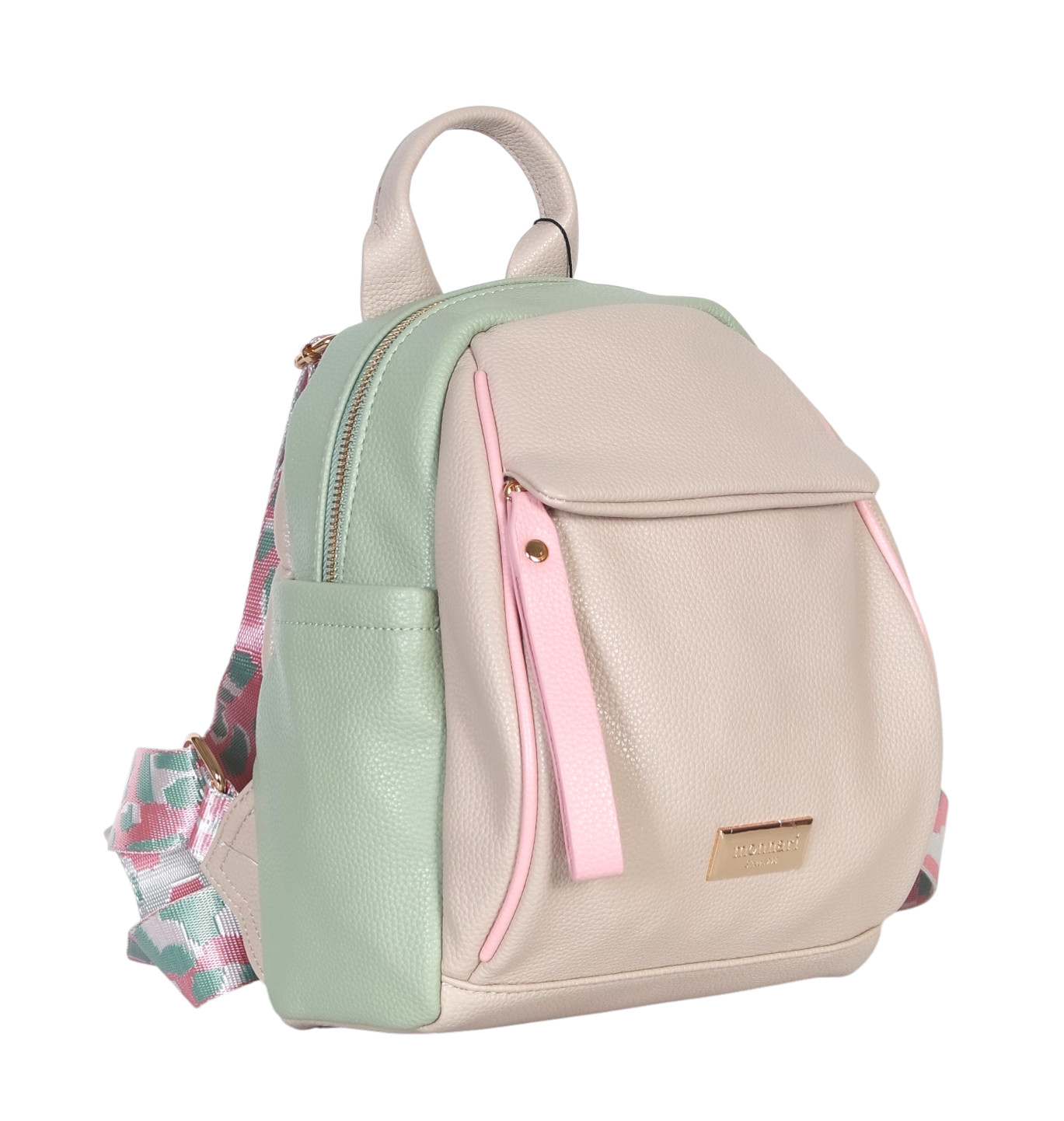 Monnari Cudowny pastelowy plecak damski Logo Szerokie Paski Multikolor