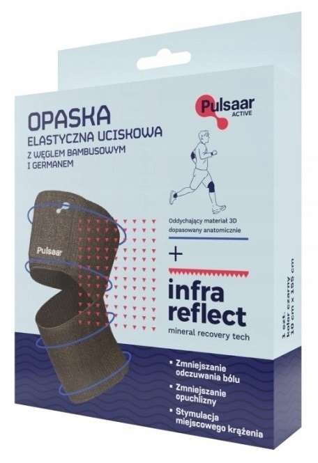 Pulsaar Active Opaska elastyczna z węglem bambusowym germanem czarna 1 szt