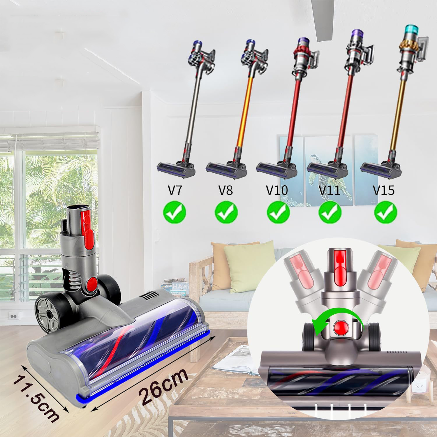 SZCZOTKA KOMPATYBILNA Z DYSON V7 V8 V10 V11 V15 SZCZOTEK Z 4 DIODAMI LED EAN (GTIN) 6951000642438