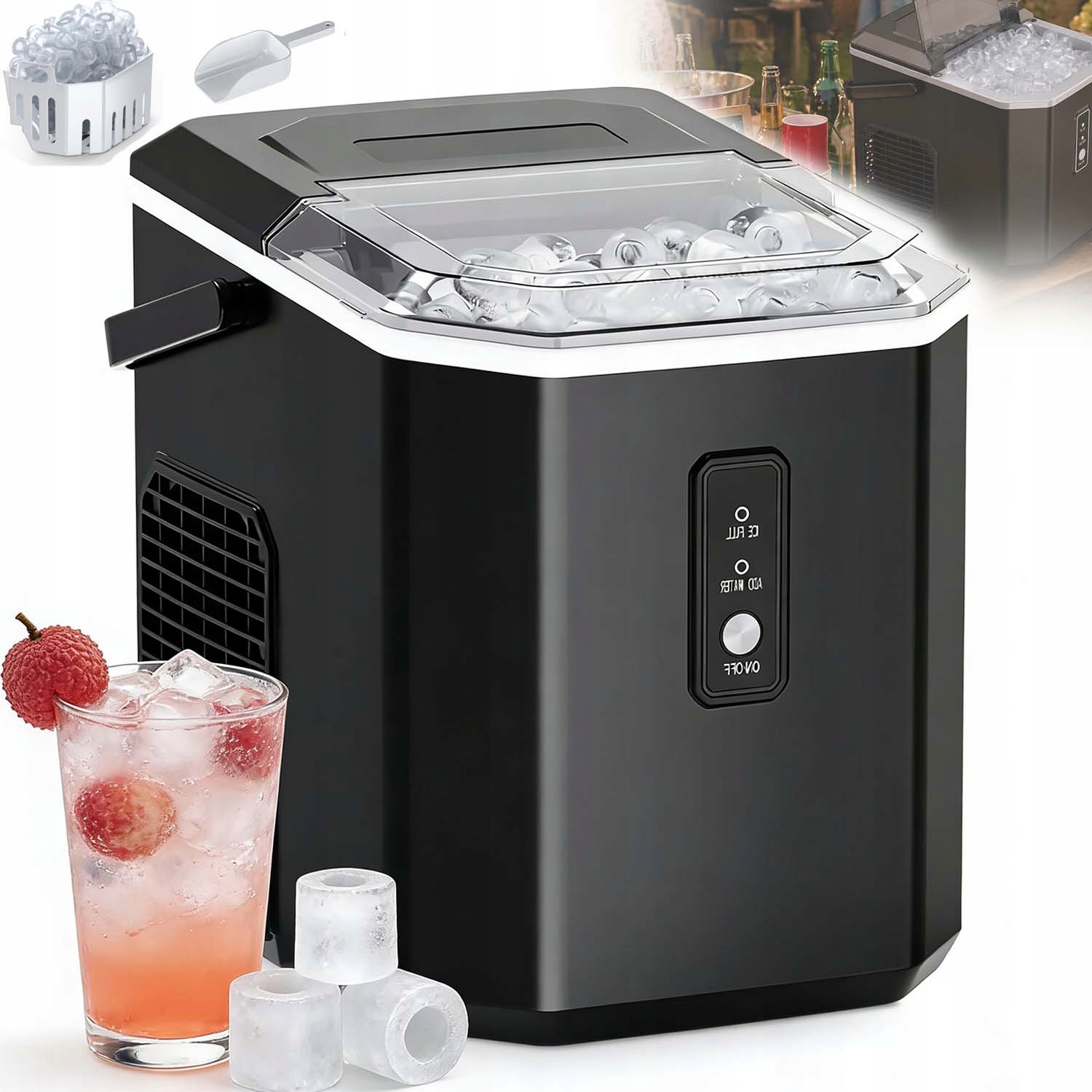 Domácí Výrobník Ledu, Přenosný, Tichý, Expresní Led, Kostky Za 24 Hodin, 12 Kg