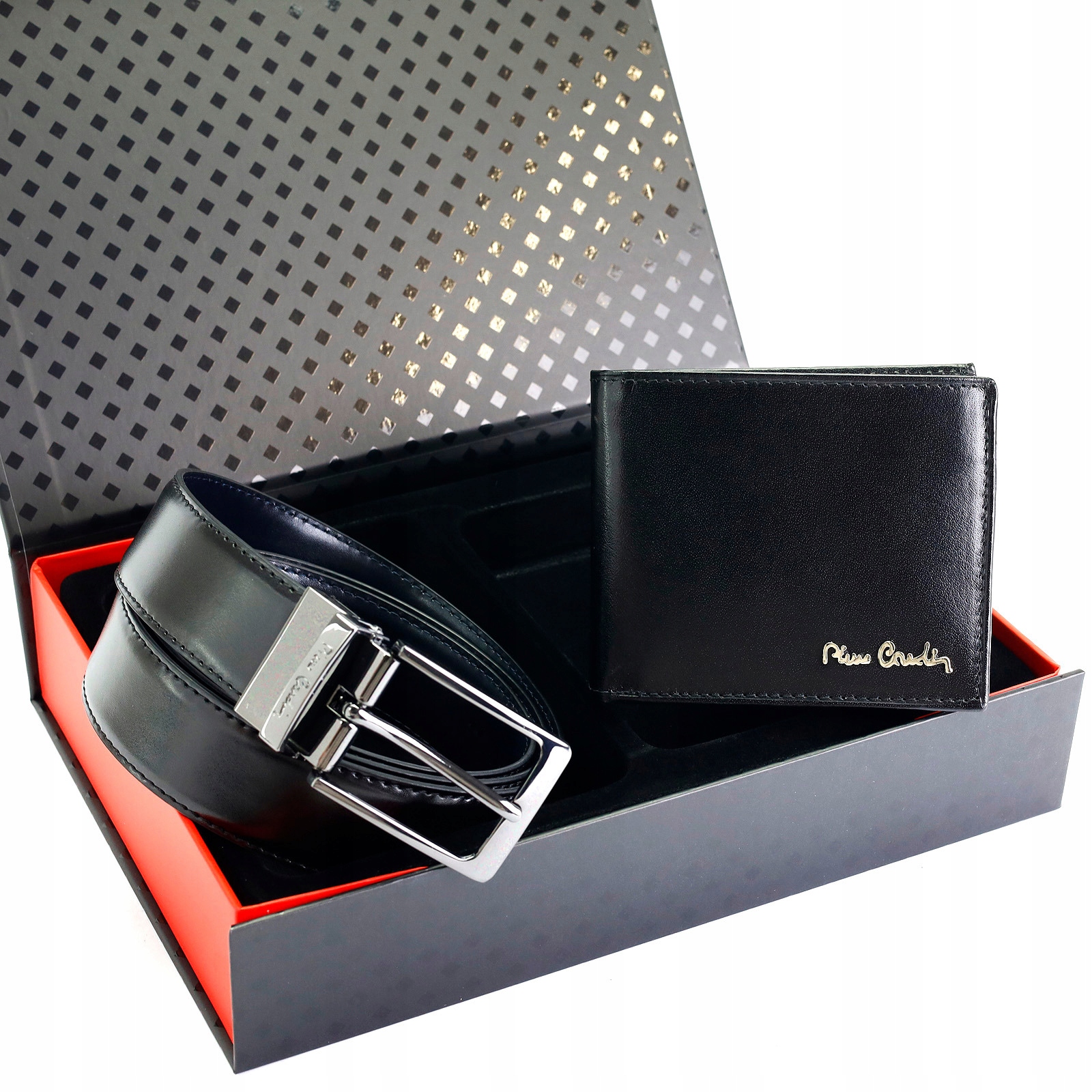 Zestaw Prezentowy portfel Pierre Cardin pasek 135 cm czarny męski