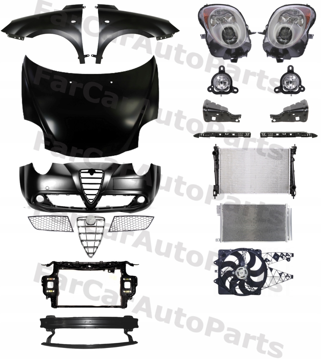 Alfa Romeo Mito 08-16 Zderzak Maska Błotnik Pas