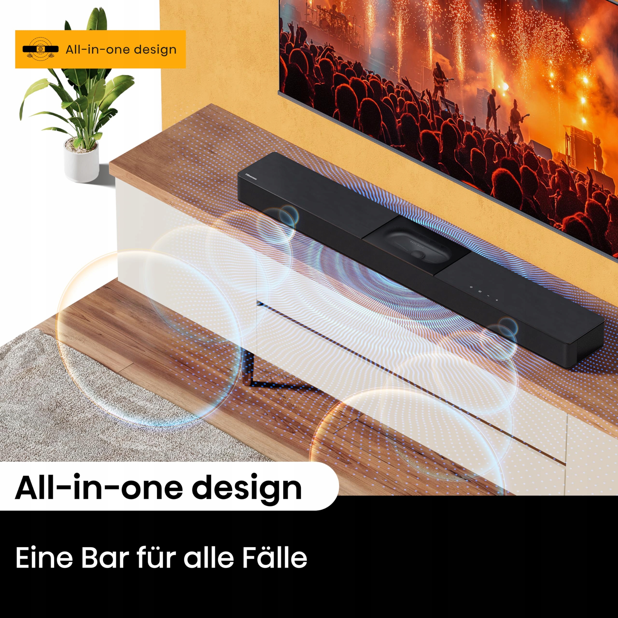 HISENSE HS2000 Soundbar 2.1 z Subwooferem 240W Dolby Audio Bluetooth HDMI — miniatura 3