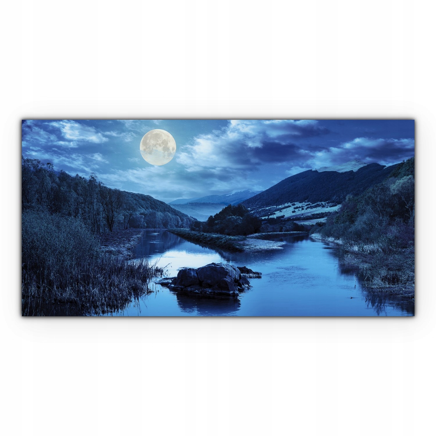 

Canvas na ramie ścienny 120x60 Las Rzeka Księżyc