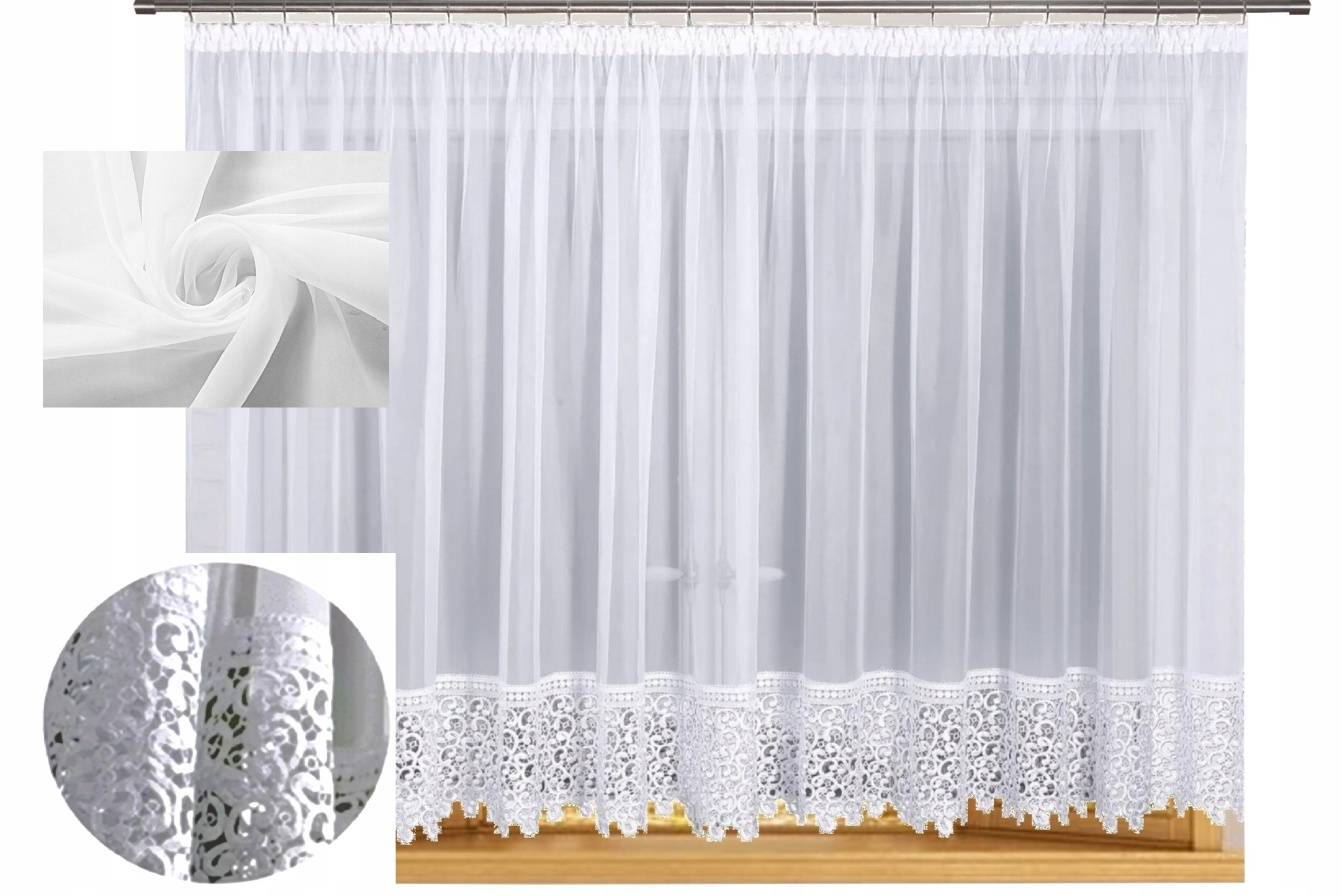 Firana Gotowa 500 x 160 CM Firany Gotowe Prosta Woal