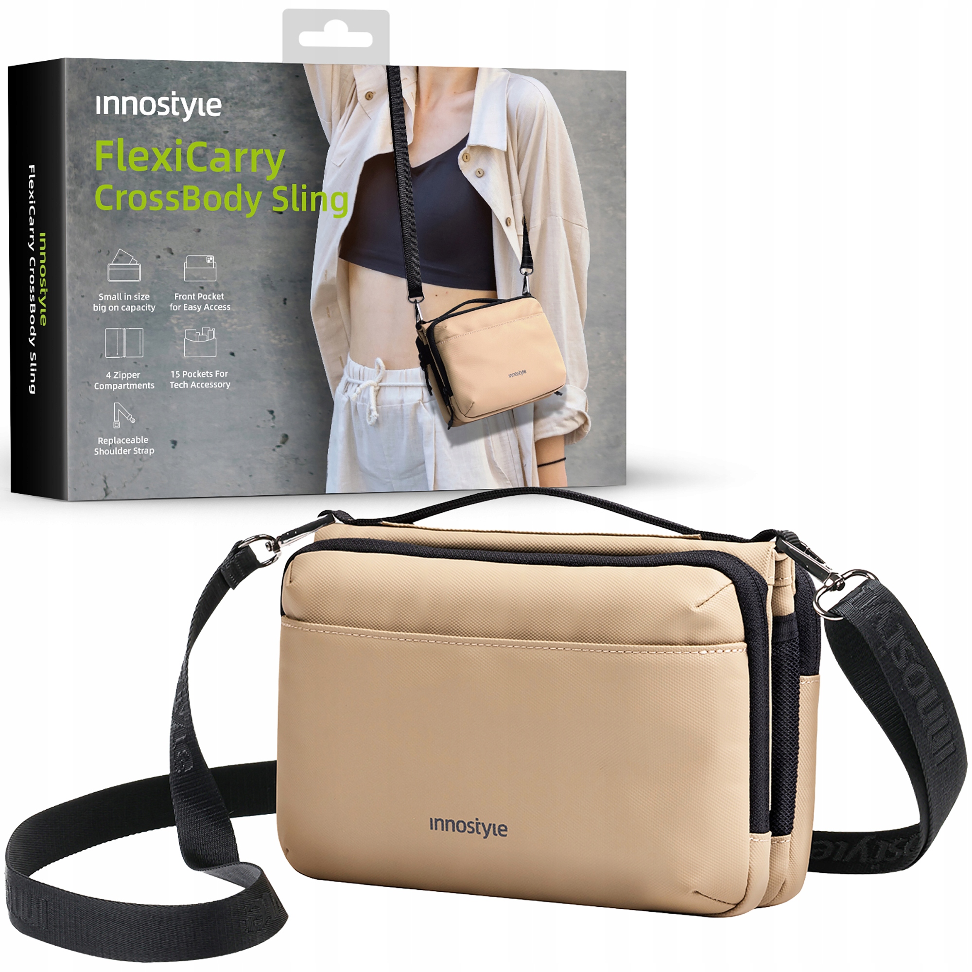 Innostyle Ledvinka Na Rameno Pásek Voděodolná Taška Velká 2L Flexicarry