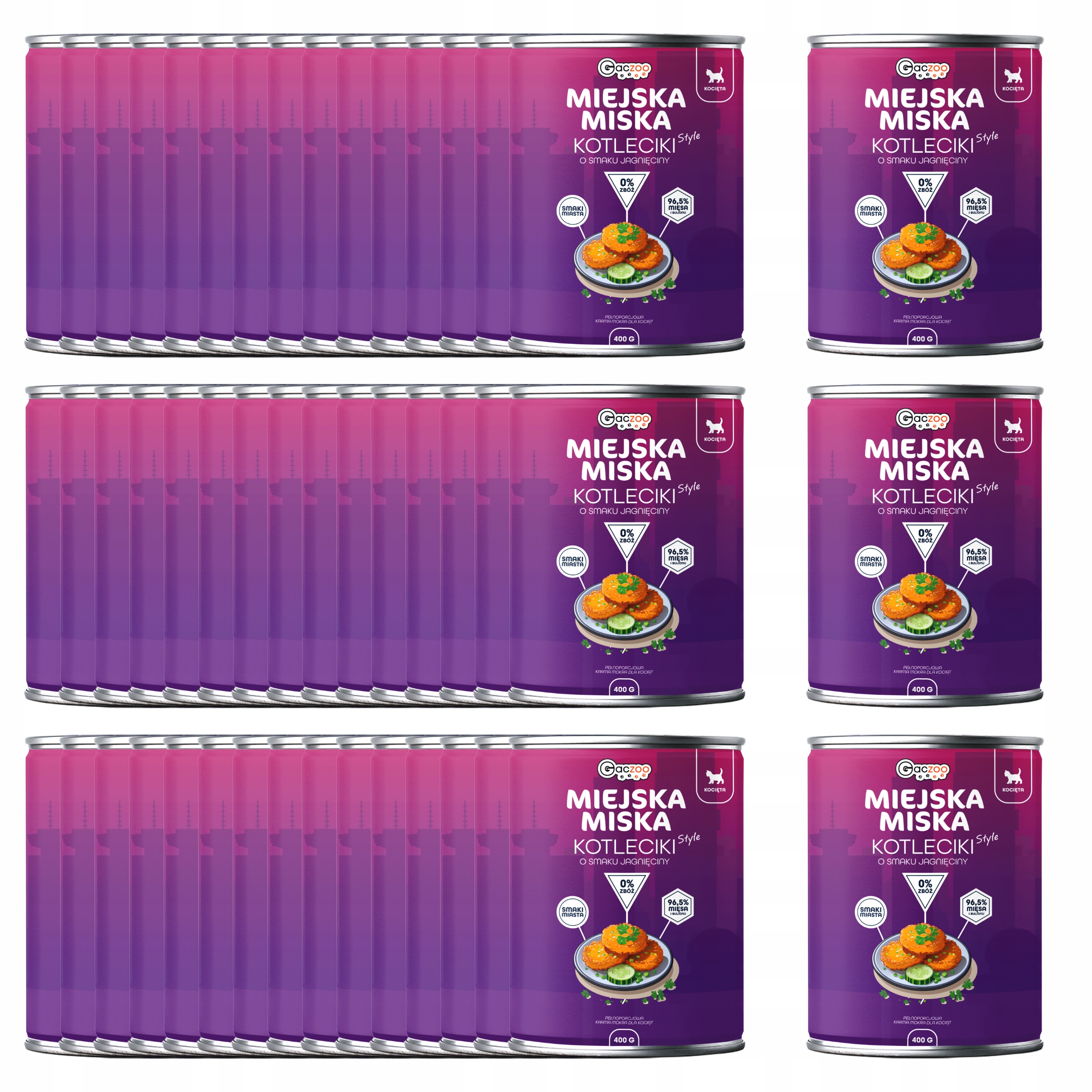 Krmivo mokré pro koťata Gaczoo Městská miska Kotletky Jehněčí 48 x 400 g