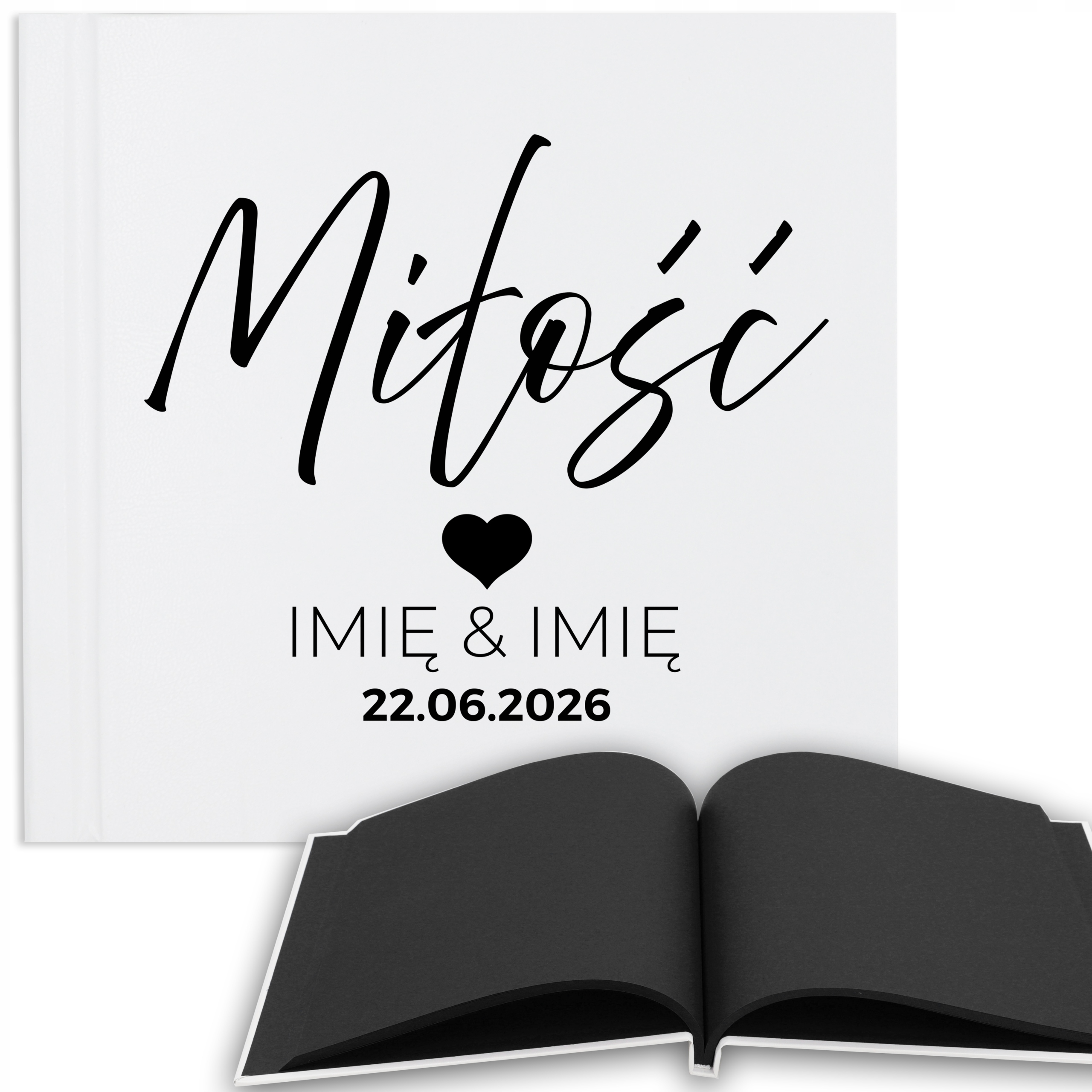 ALBUM SKÓRA NA ZDJĘCIA Czarne Strony MIŁOŚĆ *DATA IMIONA PARY* Na Prezent