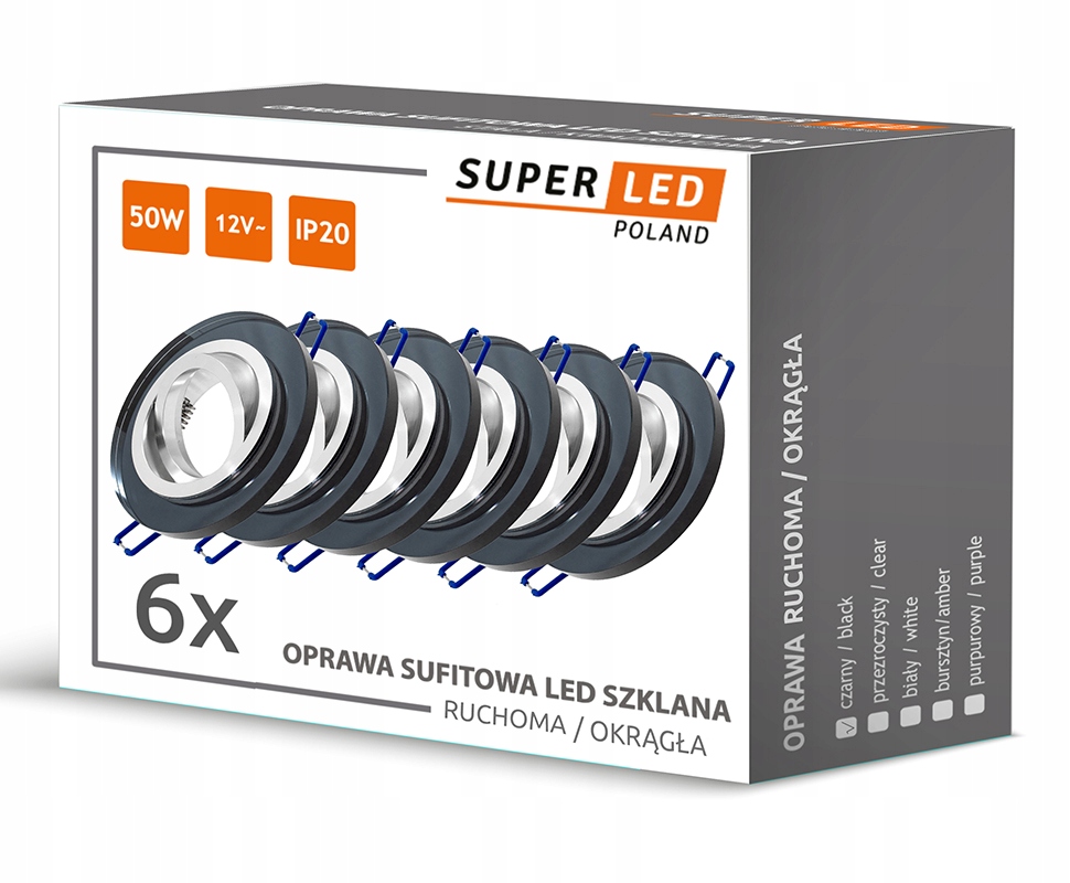 

Zestaw 6x Oprawa halogenowa GU10 szklana ruchoma