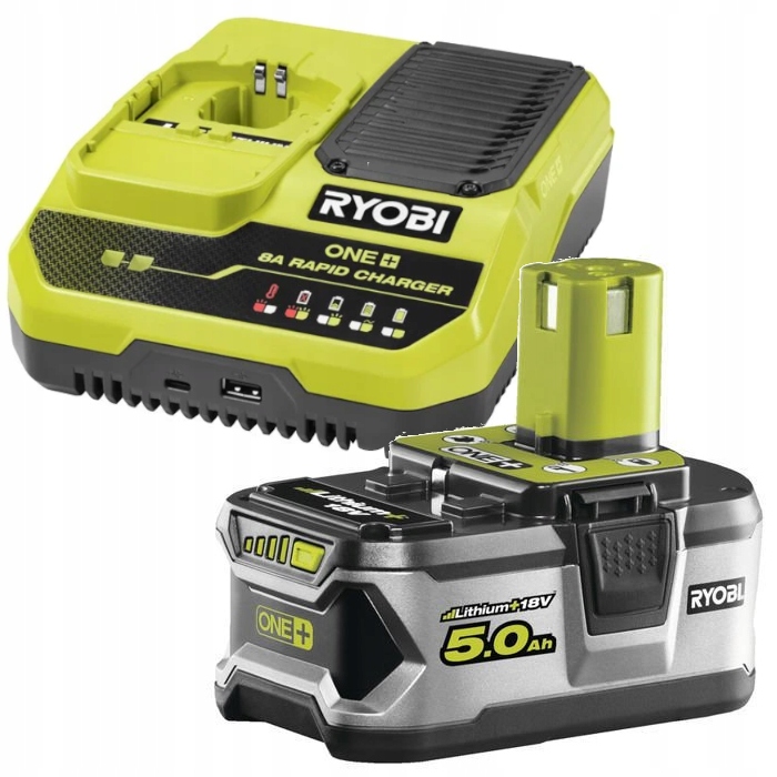Akumulátor Baterie Li-Ion One+ 5,0Ah 18V Ryobi RB18L50 Nabíječka RC18180
