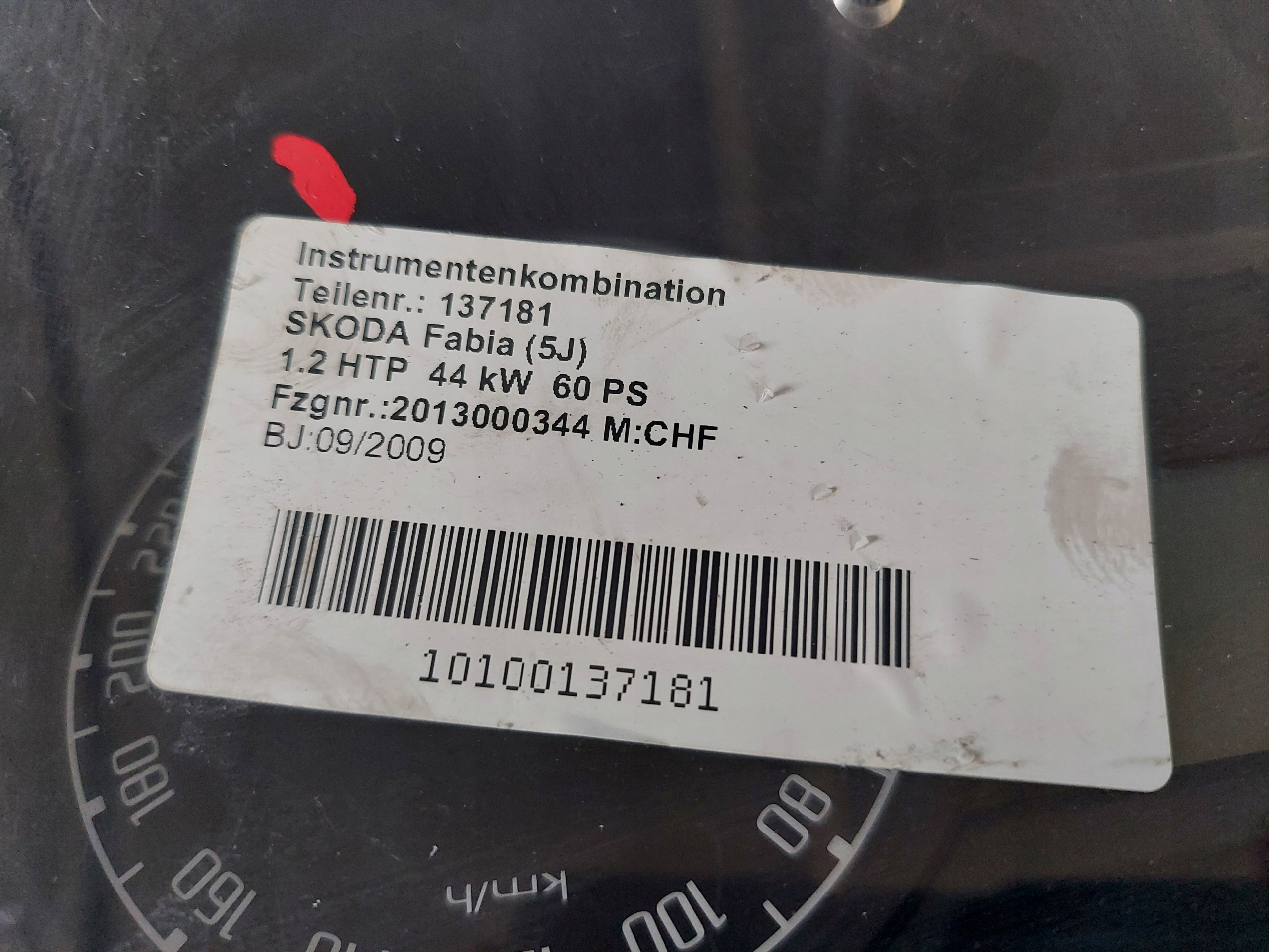 dials clock SKODA FABIA 1.2 HTP 5J0920801B