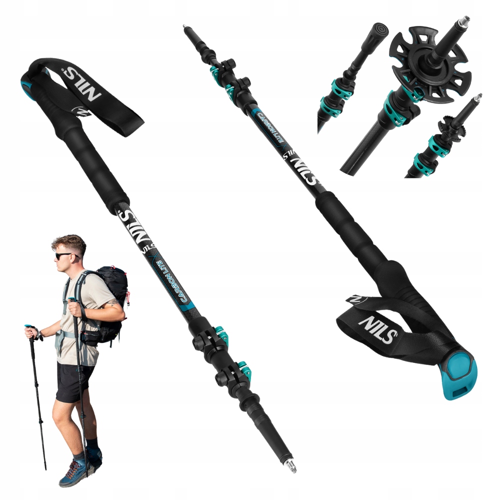 Regulovatelné teleskopické hole Nordic Walking pro chůzi Nils Uhlíkové vlákno