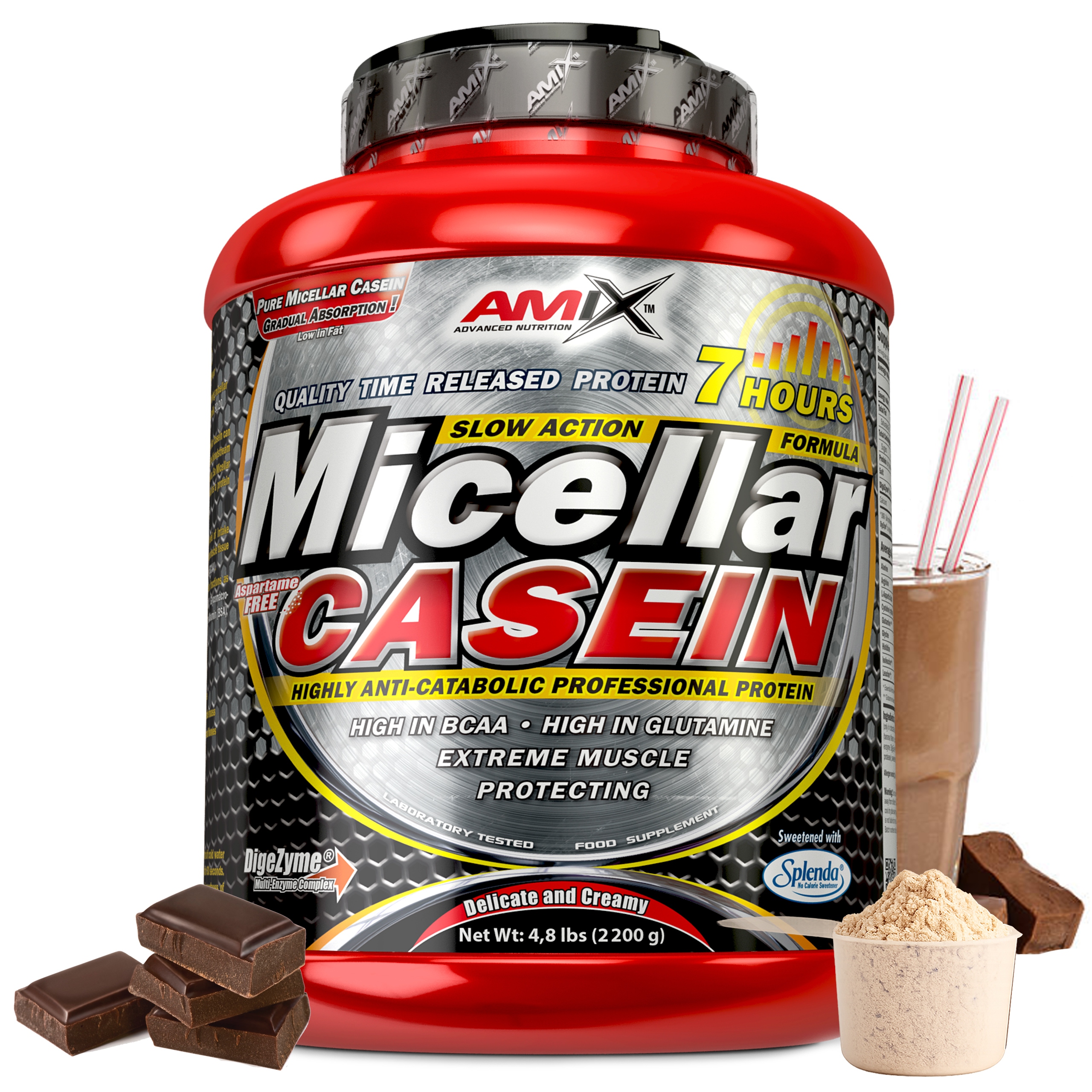 Micelární kaseinová bílkovina 2200 g – čokoládový doplněk stravy na noc DigeZyme