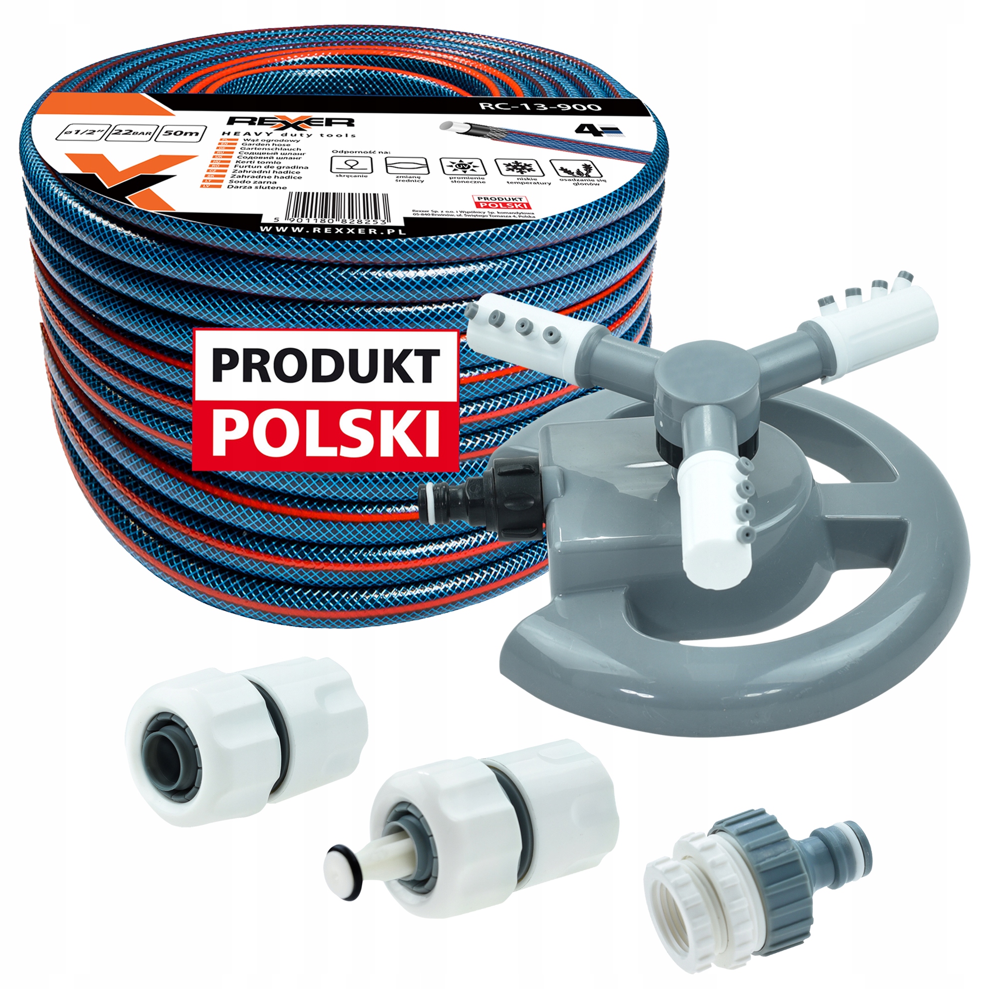 Hadice 1/2" 50 M 4 Vrstvá Spojky Zavlažovač Polský