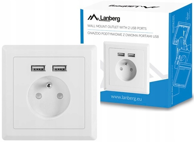 

Gniazdko Elektryczne Podtynkowe 230V +2x Usb 2.1A
