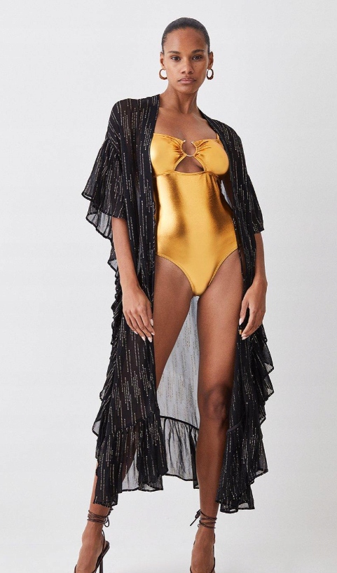 Karen Millen Plážové Kimono Vázané Černé 44 Y1F