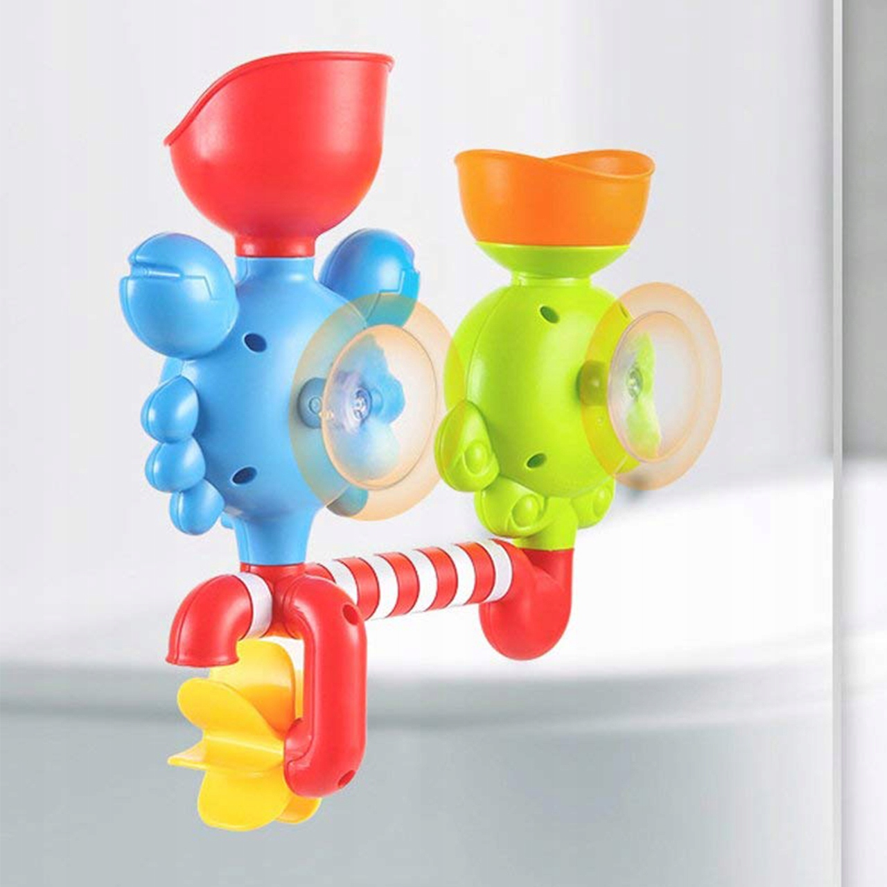 OŚMIORNICZKA I KRAB FONTANNA PRZELEWOWA ZABAWKA DO KĄPIELI WANNY WODY Głębokość produktu 9 cm