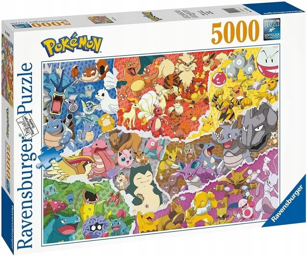 Skomplikowane Puzzle wymagające 5000 elementów Pokemon puzle Ravensburger