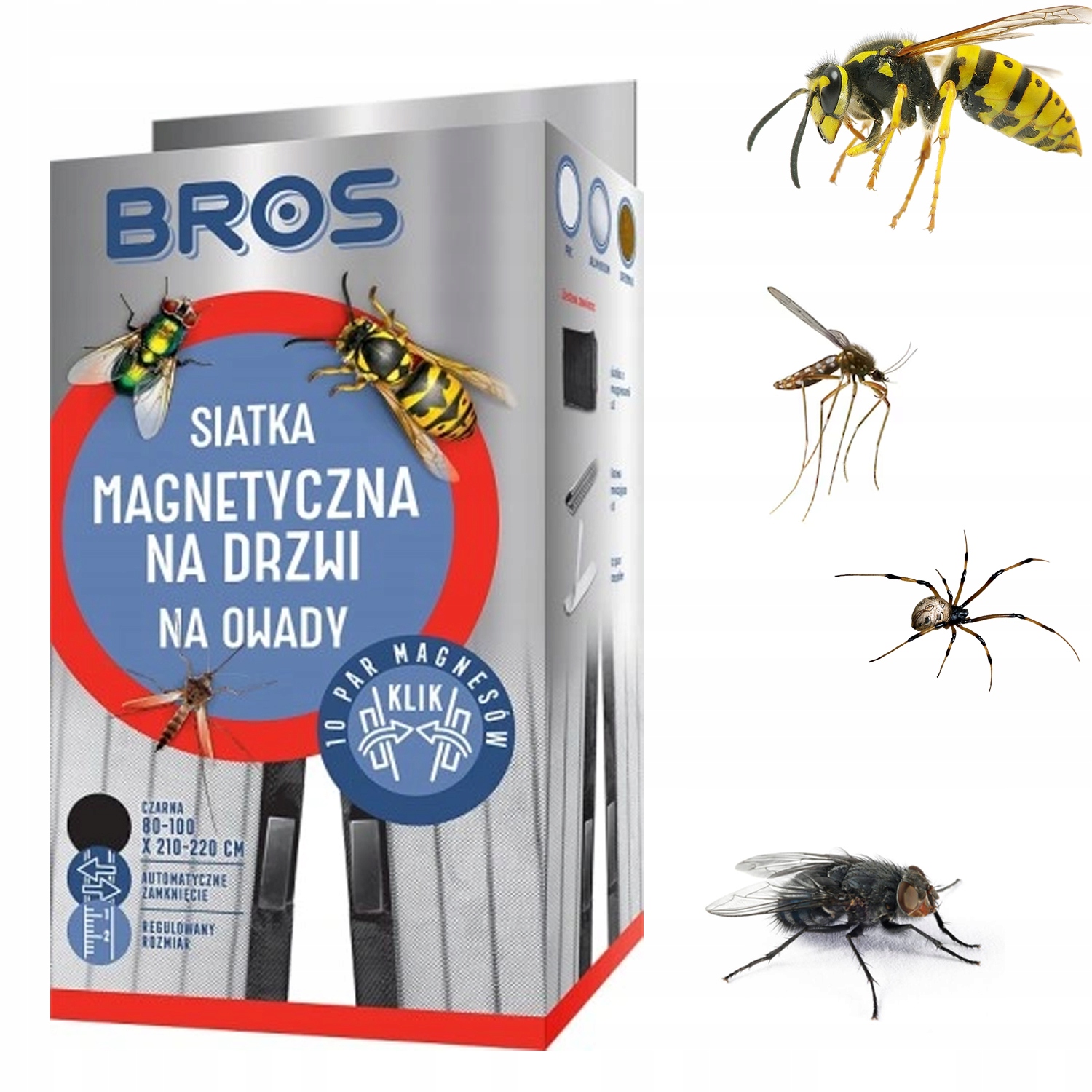 BROS SIATKA MAGNETYCZNA NA DRZWI 100x220cm CZARNA