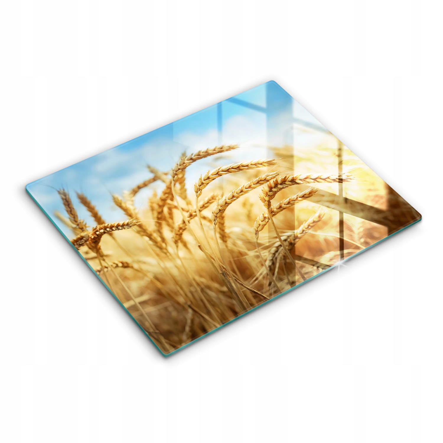 Skleněná servírovací deska na podnos na občerstvení 52 x 40 cm Klasy obilí na poli
