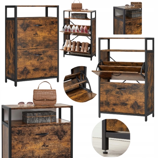 Skriňa s policami na topánky a výklopnými zásuvkami Organizér s priehradkami Loft