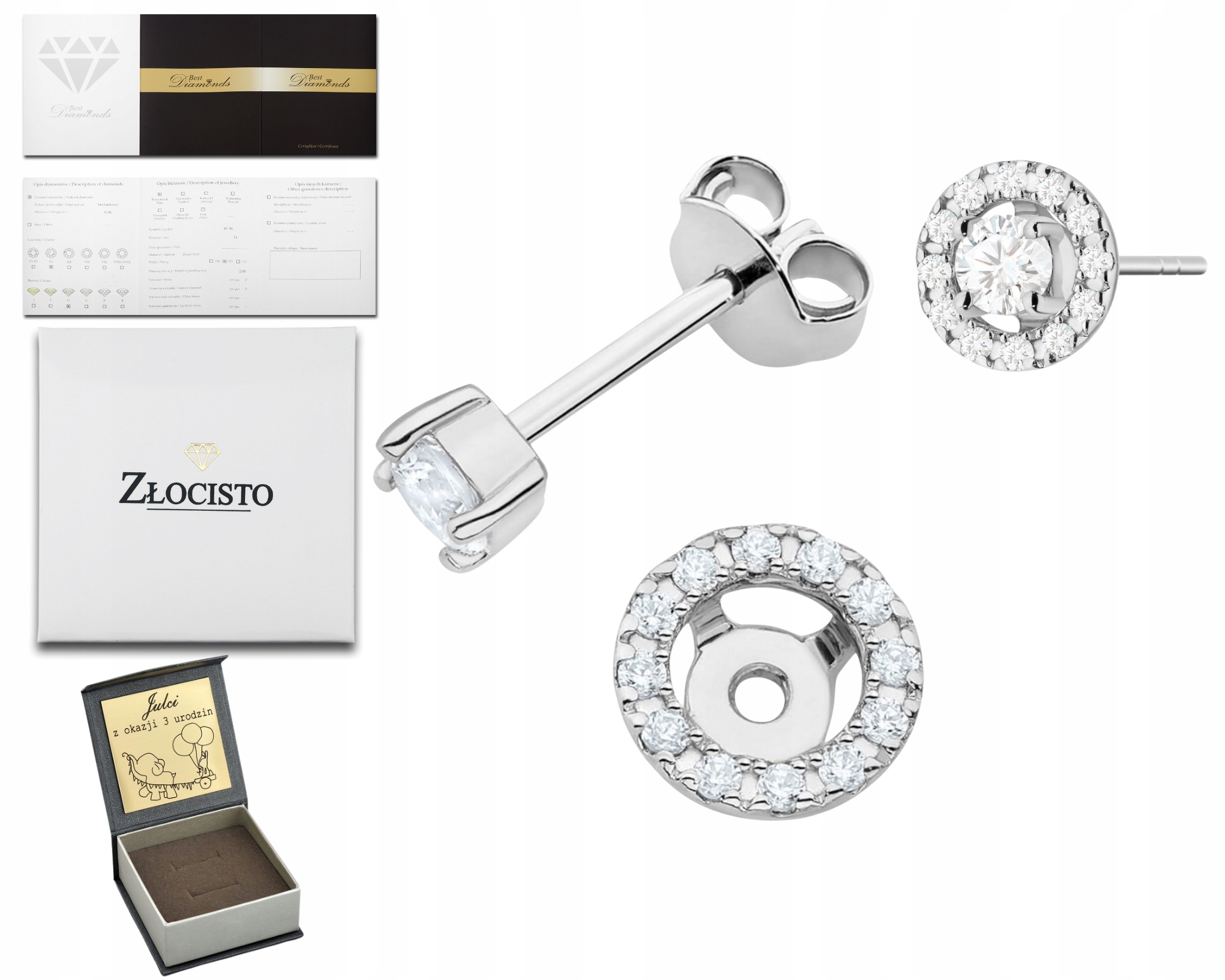 Bílé Zlato Náušnice Tyčinka S Laboratorními Diamanty 1 Ks Helix 585