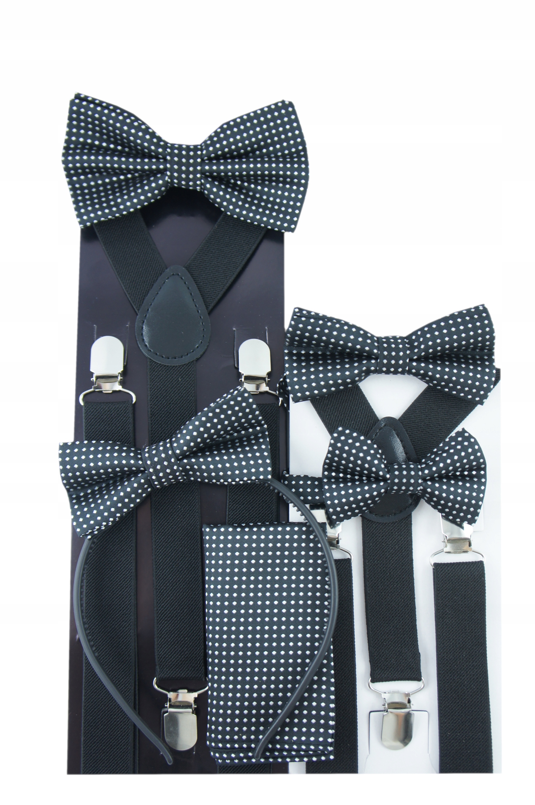 CZARNA Muszka dla chłopca 1-10lat GROSZKI/KROPKI Materiał dominujący poliester