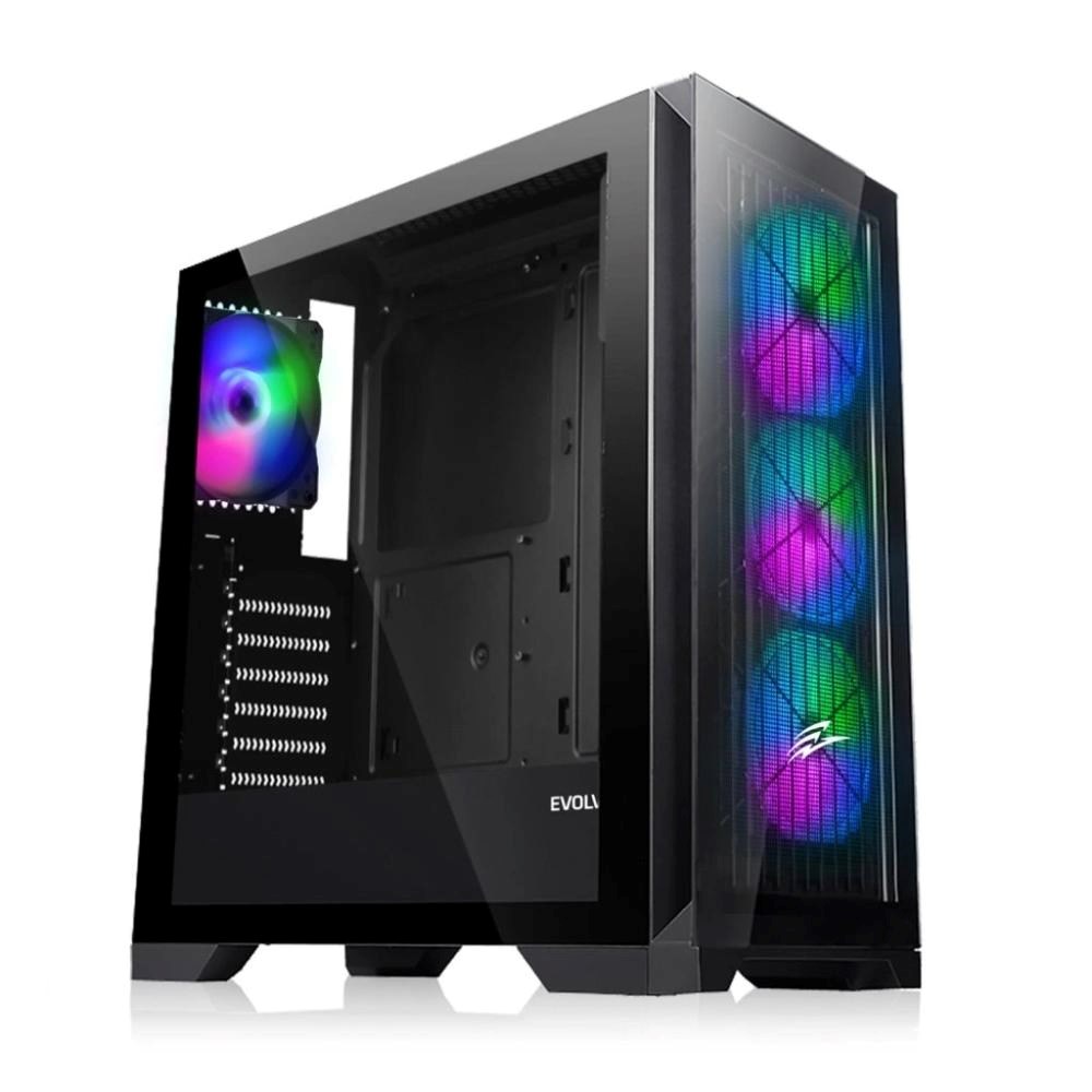 Evolveo Ptero Q2G, Atx/ 4x Argb 120/ sklo čelo+bok PTEROQ2G-BK