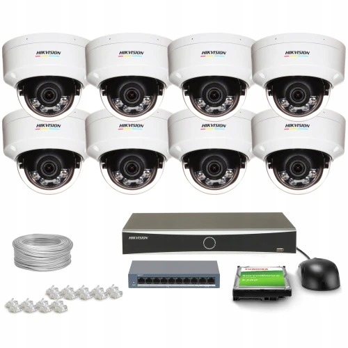Sada na monitorovanie domu Ip kamera 8x DS-2CD1147G2H-LIU 4Mpx Ir 30 m mikrofón