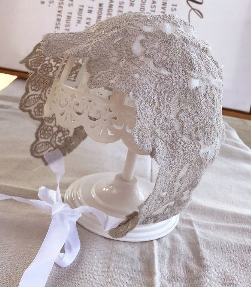 Czapka bonetka KORONKOWA HAFTY SZARA 68-74-80-86 Marka bez marki