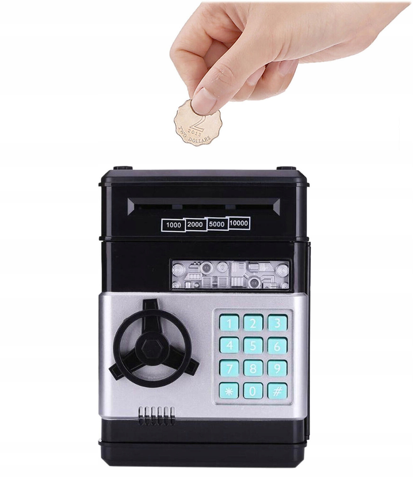 SKARBONKA NA MONETY BANKNOTY SEJF ŚWINKA PREZENT BANKOMAT PIN PIENIĄDZE Marka inna marka