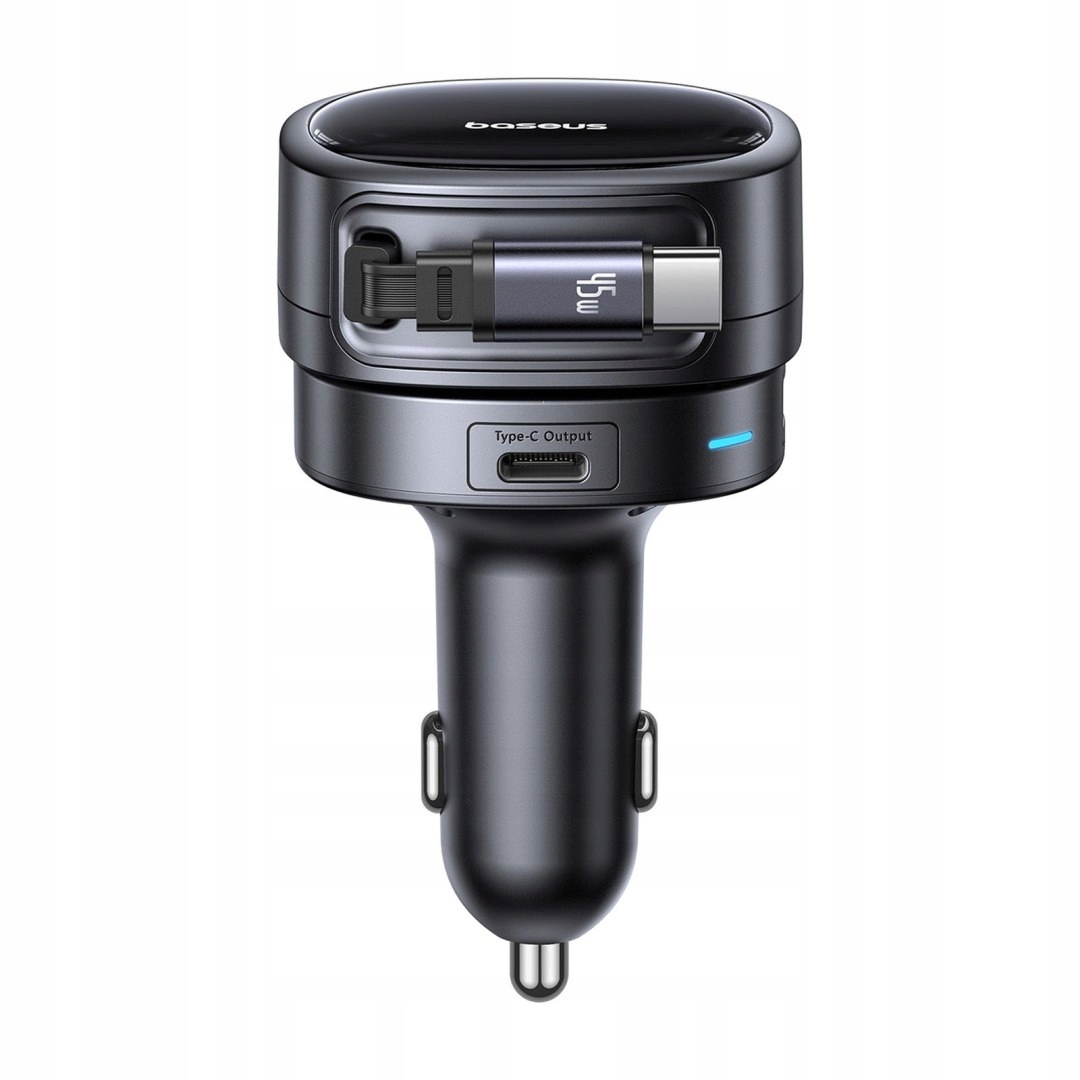 Ładowarka samochodowa Usb-a Usb-c ze zwijanym kablem Usb-c 60W czarna Bas