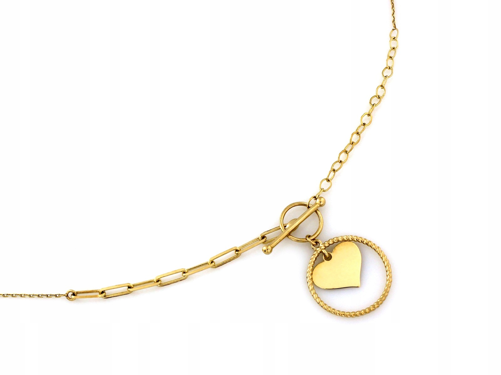 Zlatý náhrdelník 585 s řetízkovým srdíčkem, 45 cm, různé řetízky, 4.22 g