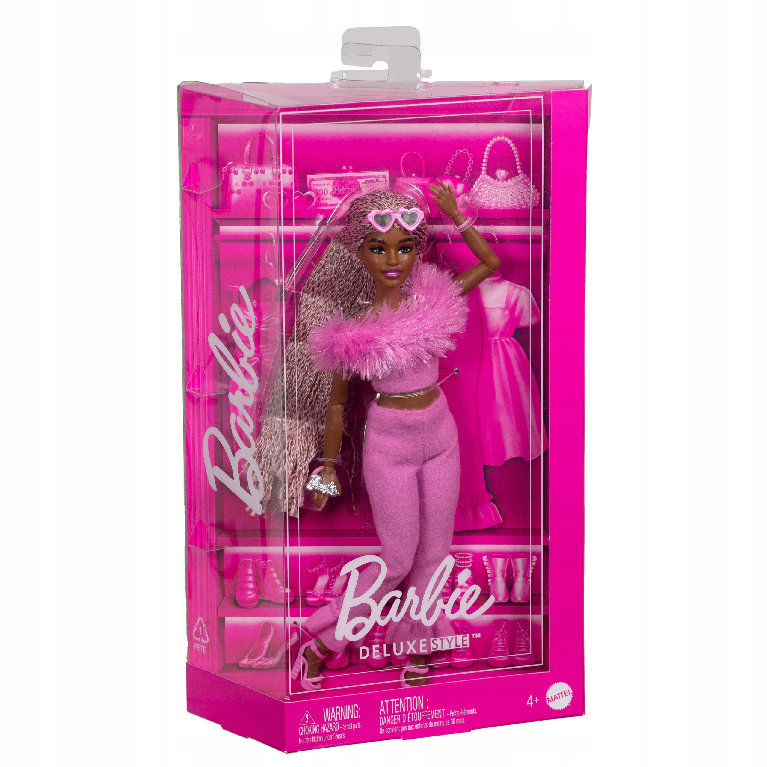 BARBIE LALKA DELUXE STYLE RÓŻOWE WARKOCZYKI LALKA MODOWOA HYV28