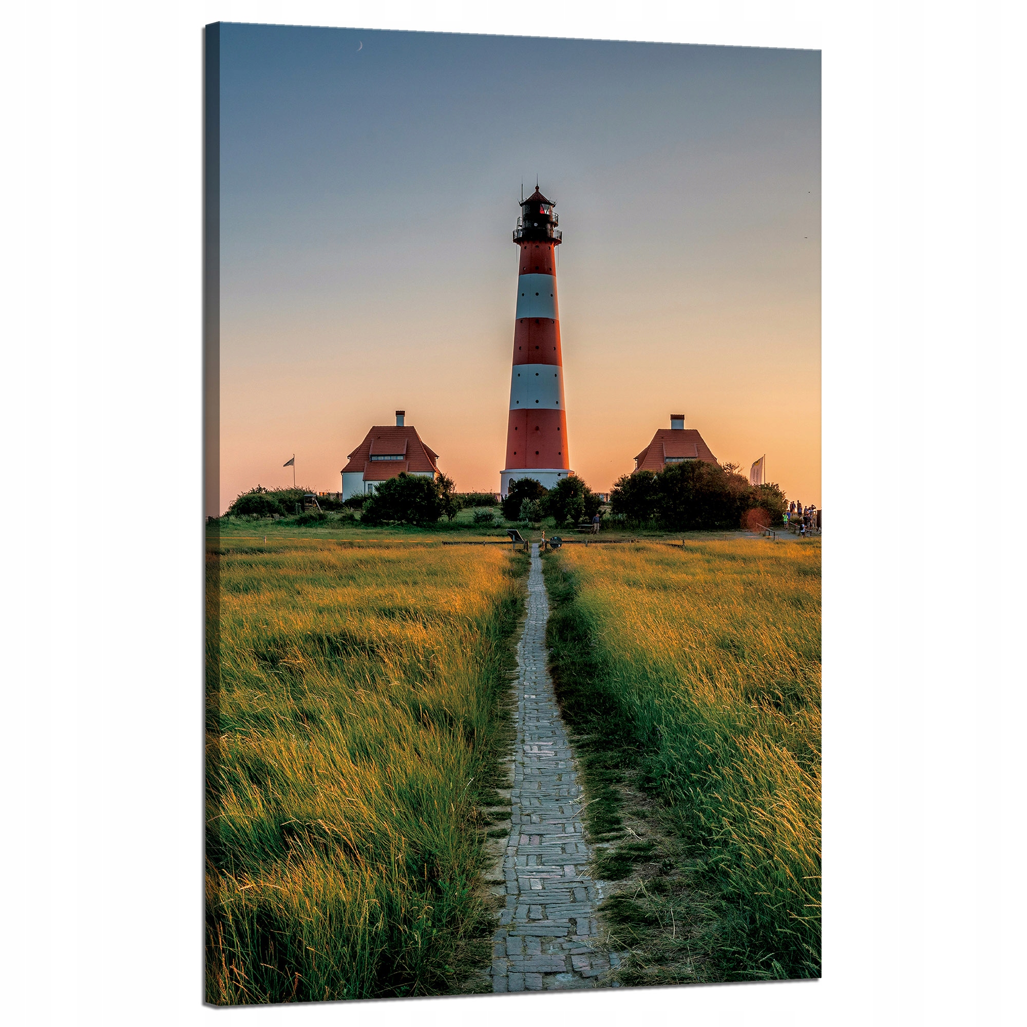 Obraz na plátně Městečko Maják Bílo-červený Západ Slunce 50x80 cm