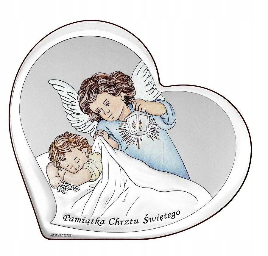 Stříbrný obrázek andílka v srdci Gravírování Bonus! 6449/1COL