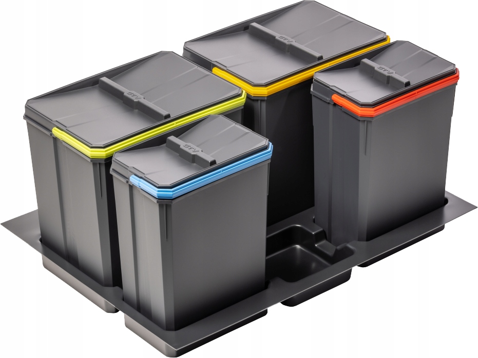 Kosze AxiSpace z cząsteczkami grafenu, 2X15L, 2X7L, do szuflady 700mm, Gtv