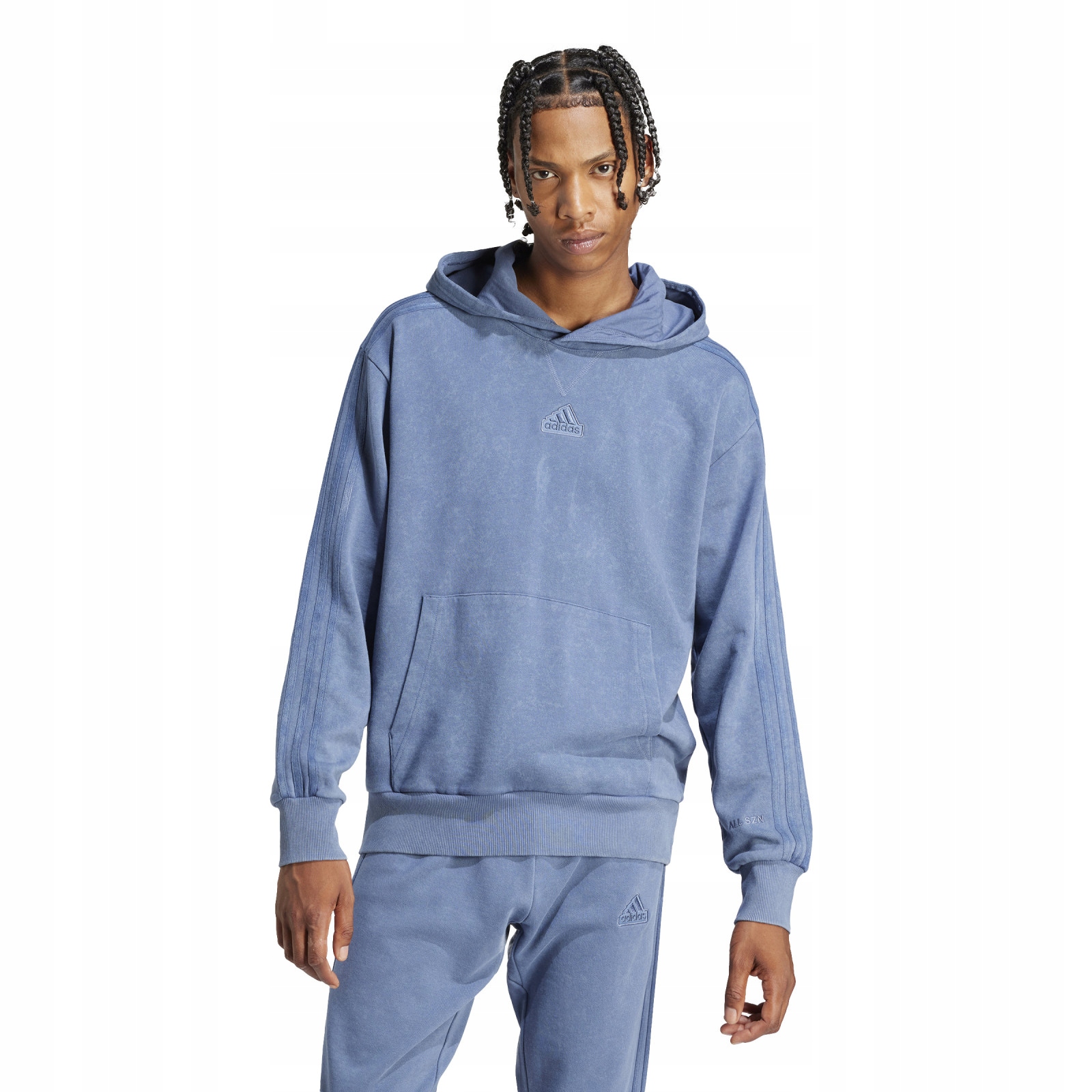 Pánská mikina adidas All Szn French Terry 3-Stripes Garment-Wash Hoodie