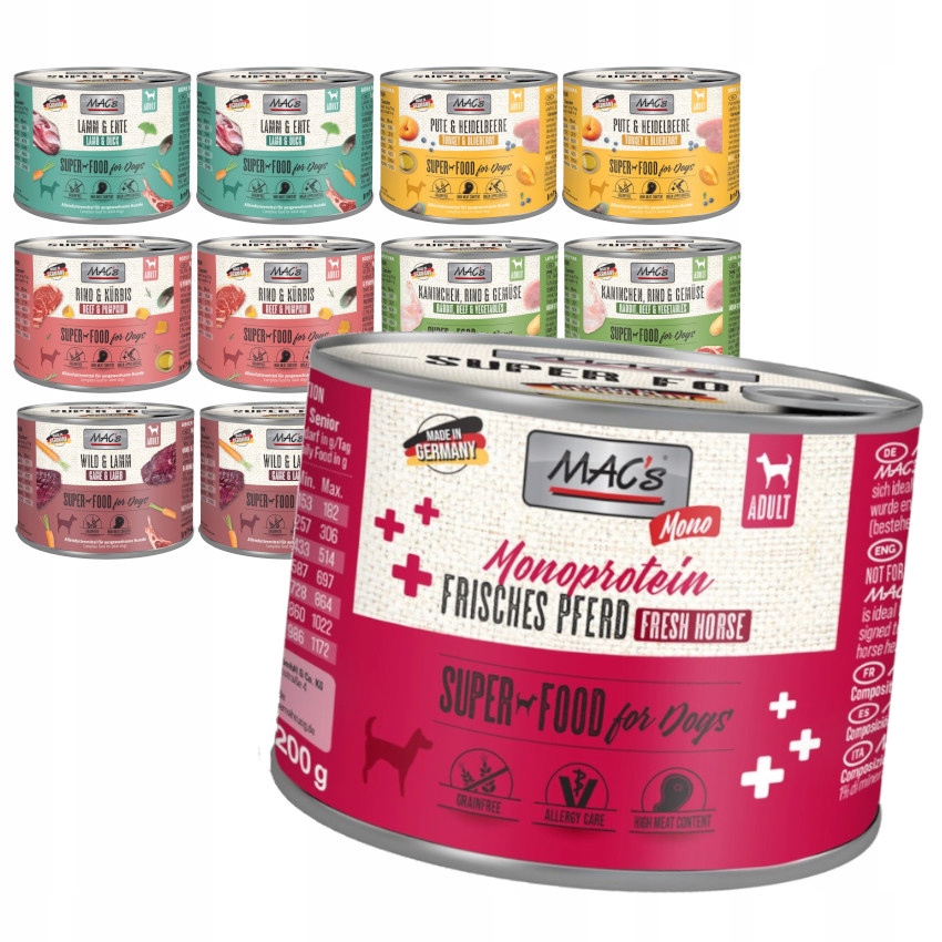 Levně Mac's Dog 12x200g Bezobilné Vlhké Krmivo pro psy Mix 6 příchutí