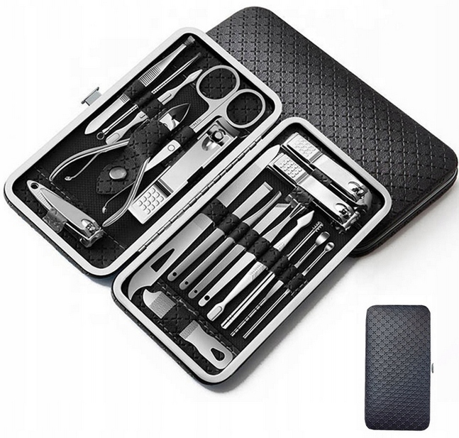 ZESTAW DO PAZNOKCI DO MANICURE PEDICURE 20 ELEMENTÓW ETUI