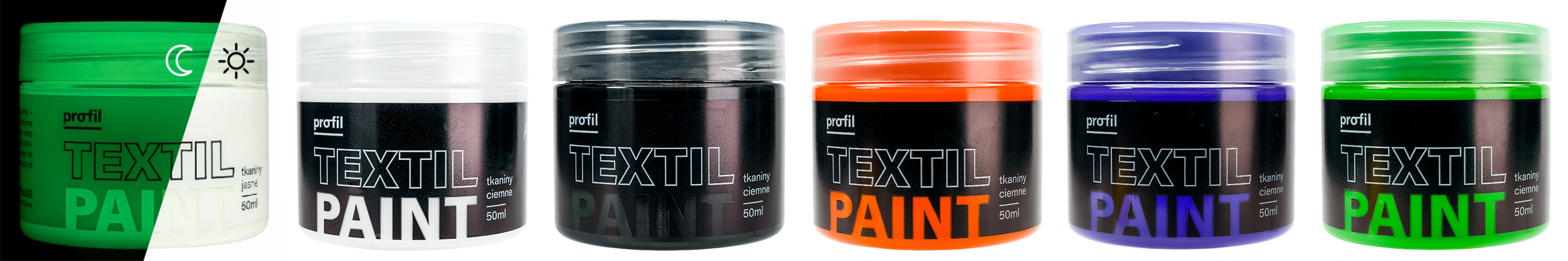 ZESTAW FARB do tkanin ciemnych 6x50ml wlepy GRATIS Marka Profil