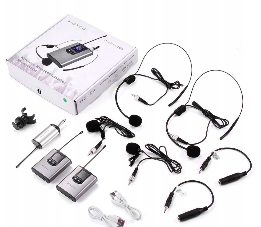 Hotec Uhf bezprzewodowy zestaw mikrofonowy – słuchawkowy i lavalier