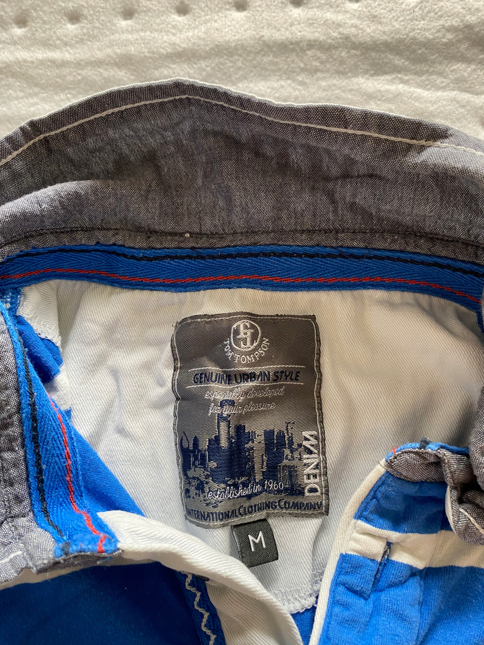 TOM TOMPSON - Koszulka męska rozmiar M Wzór dominujący paski